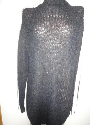Свитер,туника,платье вязаное с лампасами в составе мохер и мериносовая шерсть
