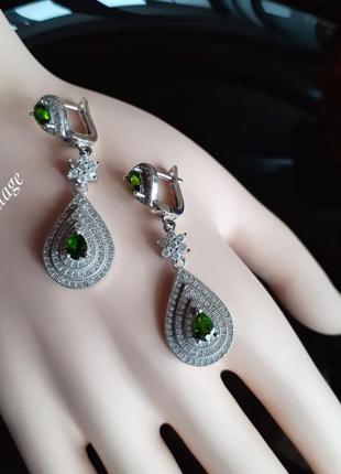 Серьги серебряные с хромдиопсидом ⚜ 5