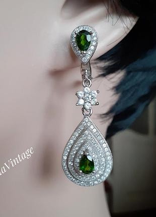 Серьги серебряные с хромдиопсидом ⚜ 2