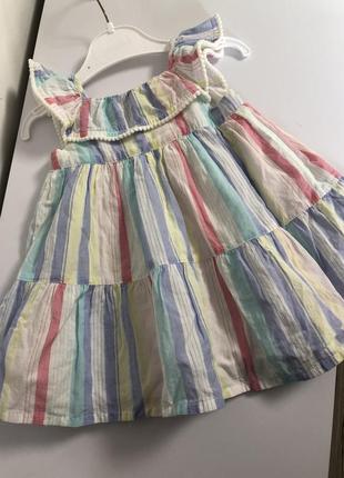 Ошатне літнє плаття сарафан на дівчинку бавовна волан яскраве ніжне 6 - 9 68 - 74