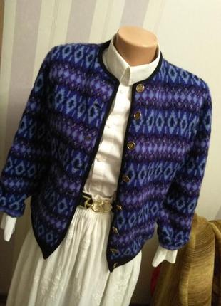Шерстяной винтажный кардиган в этно бохо стиле, кофта, свитер4 фото