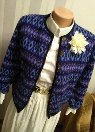 Вовняний вінтажний кардиган в етно стилі бохо, кофта, светр