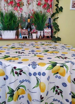Скатертина з лимонами і оливками  110*160 см з пропиткою1 фото