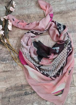 Легкий платок хустка марлёвка с прином в пудровых тонах2 фото