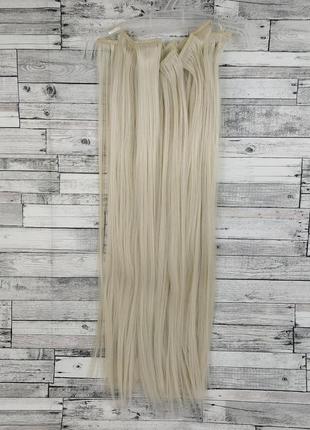 6296 тресс волосся на заколках прямі рівні набір платиновий блонд №60