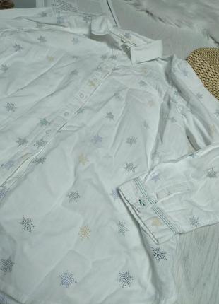 Белая рубашка натуральная ткань хлопок в зезды5 фото