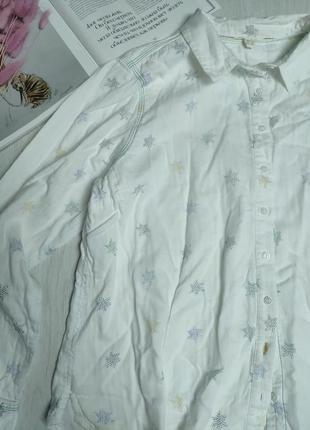 Белая рубашка натуральная ткань хлопок в зезды4 фото