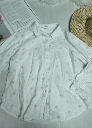 Белая рубашка натуральная ткань хлопок в зезды3 фото
