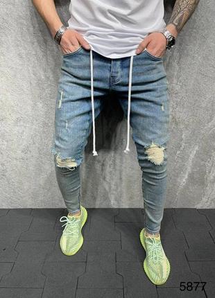 Джинсы мужские рваные синие турция / джинси чоловічі штаны штани рвані сині туреччина