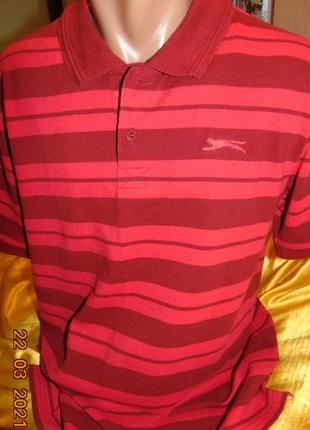 Катоновая стильная фирменная спортивная тениска поло футболка slazenger.м-л .5 фото