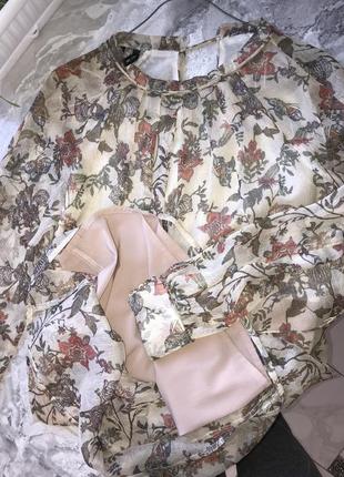 Платье брендовое винтажное легкое вечернее с длинным рукавом в цветочек2 фото