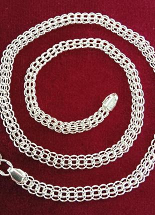 Серебряная цепочка плетение венеция покрыта родием ширина 6 мм