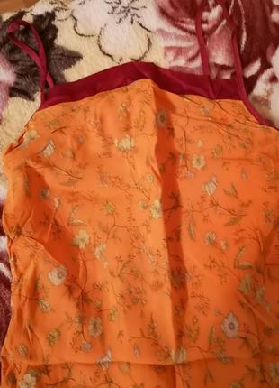 Оранжевое платье с цветами, сарафан2 фото