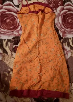 Оранжевое платье с цветами, сарафан3 фото