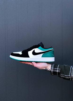 Кроссовки nike air jordan 1 low green/white/black2 фото