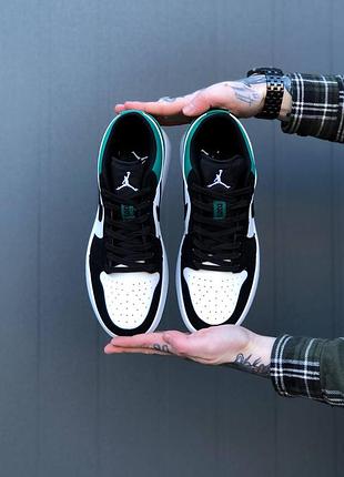 Кроссовки nike air jordan 1 low green/white/black4 фото
