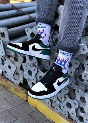 Кроссовки nike air jordan 1 low green/white/black7 фото