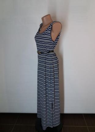 Макси-платье на бретелях в полоску от dorothy perkins размер xl/ 42 и разрезами по бокам3 фото