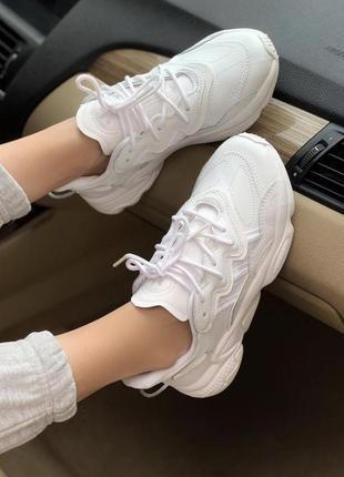 Adidas ozweego white білі шкіряні кросівки унісекс люкс якість4 фото