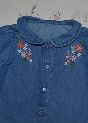 Джинсовая рубашка с вышивкой matalan на 2-3 года2 фото