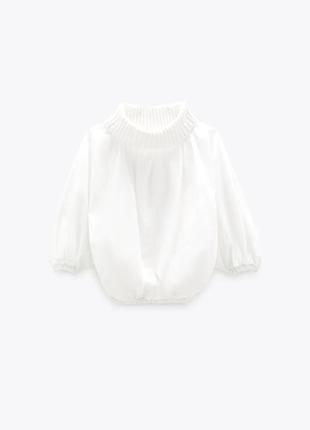 Белый топ с высоким воротом zara - xs-s