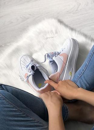 Nike air force white женские кроссовки найк белые рефлективный логотип (36-40)7 фото