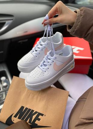 Nike air force white жіночі кросівки найк білі рефлективний логотип (36-40)