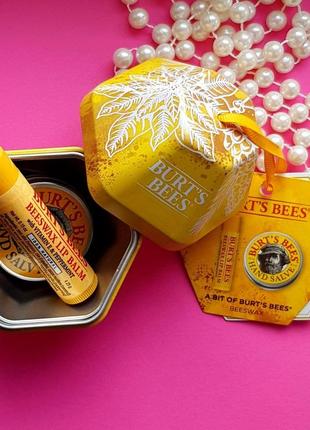 Подарочный набор burt's bees lip balm & hand salve. (масло для кутикул и бальзам для губ)
