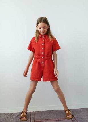 Комбінезон zara шорти червоний для дівчинки 12-13 р розмір 158 см