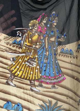 Индийская шаль - косынка с бахромой2 фото