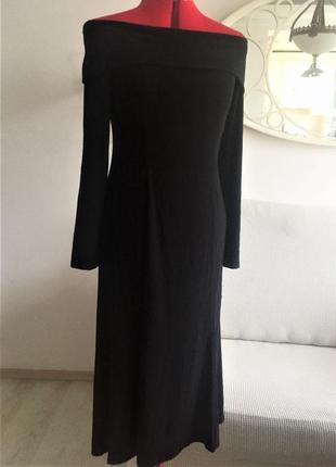 Черное вечернее платье трапеция,с декольте, оголяющим плечи "8" usa (46-48)9 фото