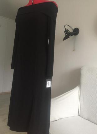 Черное вечернее платье трапеция,с декольте, оголяющим плечи "8" usa (46-48)4 фото