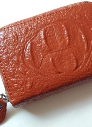 Новый классный кожаный кошелек картхолдер на молнии визитница из натуральной кожи3 фото