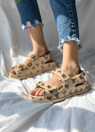 Dad sandals beige logo сандали/босоножки