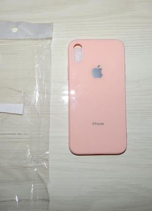 Чехол для iphone x/xs glass pastel color logo pink1 фото