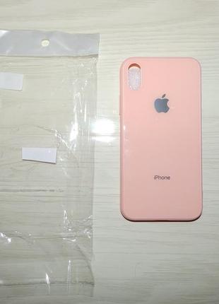 Чехол для iphone x/xs glass pastel color logo pink2 фото