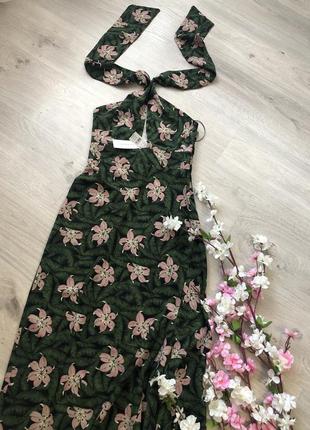 Классное ассиметричное летнее платье с цветами,2 фото