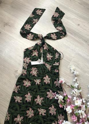 Классное ассиметричное летнее платье с цветами,3 фото