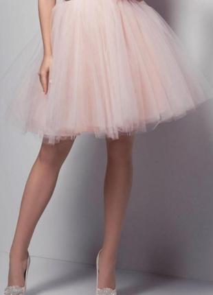Очаровательное платье quiz с пышной юбкой-пачкой из фатина.цвет пудра.xxs,xs3 фото