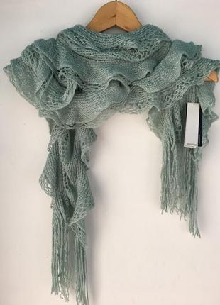 Ажурный шарф, мятного цвета с серебряной нитью, marks & spencer2 фото