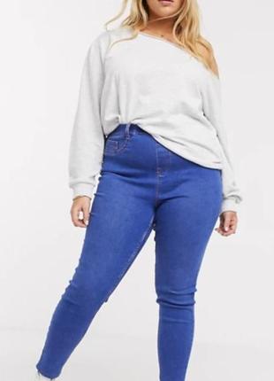 Мегакрутые стрейчевые ярко-голубые джинсы скинни большого размера denim co