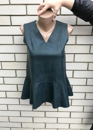 Блузка зі штучної шкіри з баскою,воланом по низу, h&m