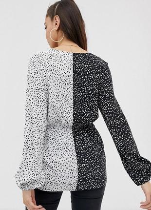 Удлиненная блуза с длинными рукавами и смешанным принтом asos3 фото