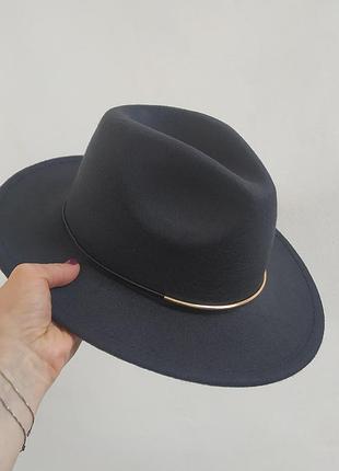 Фетровий капелюх федора чорний жіночий чоловічий, капелюх ковбойка, осінній шляпа