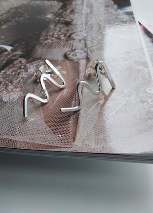 Стильні срібні сережки,серьги1 фото