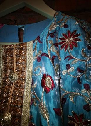 Сверкающая туника блуза с вышивкой в этно бохо стиле органза люрекс3 фото