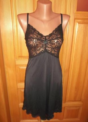 Рубашка нижнее белье  пеньюар черная ажурная классика р. 10-12 - s-m - ann summers