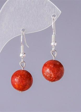 Сережки натуральний губчастий корал