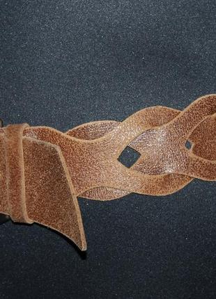 Красивый плетеный кожаный пояс c лазерным напылением1 фото