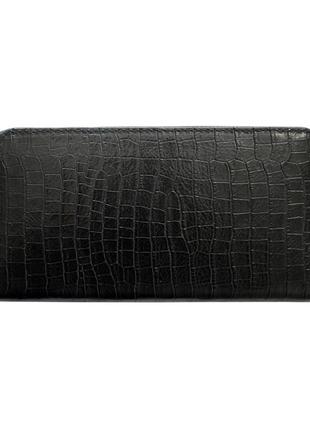 Гаманець чорний, натуральна шкіра з тисненням під рептилію2 фото